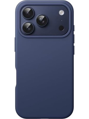iPhone 17 Pro ile Uyumlu Lansman Kılıf Ince Sıvı Silikon 3 Katmanlı Tam Kaplamalı Yumuşak Jel Kauçuk Telefon Kılıfı (Lacivert)