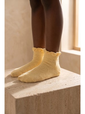 Bony Socks Kız Çocuk Bileği Fırfırlı Step Çorap Sarı