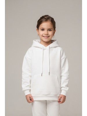 Crassi Kız Çocuk Sweatshirt Kapüşonlu 3 Ipli Polarlı Şardonlu %100 Pamuk