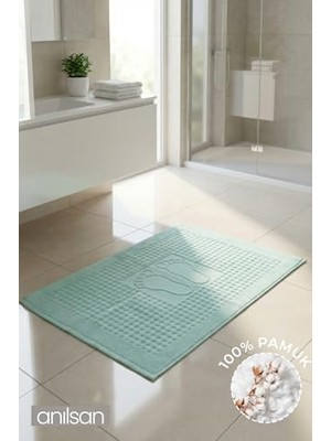Mint Yeşili Zivra Ayak Havlusu - 50X70 Cm, 245 G, %100 Pamuk, Spa ve Otel Banyo Paspası, Günlük Kullanıma