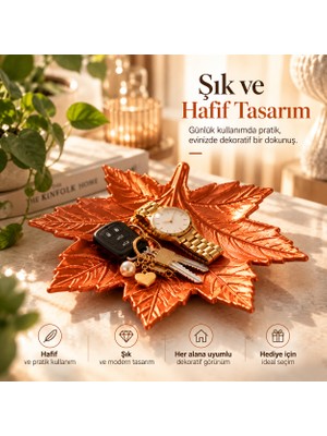 Lotus Creative Akçaağaç Yaprak Dekoratif Takı ve Anahtarlık Tabağı – 3D Baskı Pla Çok Amaçlı Düzenleyici – Terracotta