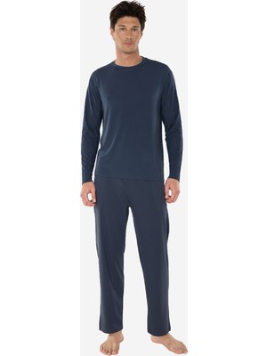 Malabadi Erkek Füme Bisiklet Yaka Micro Modal Extra Yumuşak Kışlık Pijama Takımı 6032