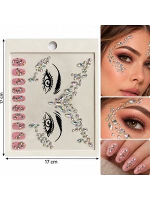 Airbrush Tattoo Silver Ince Model Yapışkanlı Yüz Taşı Face Gems Taşlı Yüz ve Vücut Süsü
