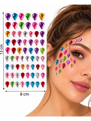 Airbrush Tattoo Damlalar Yapışkanlı Yüz Taşı Face Gems Taşlı Yüz ve Vücut Süsü