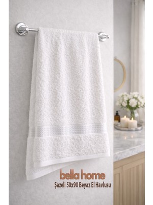 Bella Home 2’li Beyaz El & Yüz Havlusu | 50X90 cm | Yumuşak ve Emici | Dayanıklı ve Uzun Ömürlü