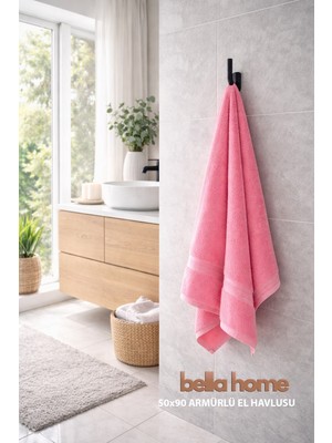 Bella Home Armürlü El & Yüz Havlusu | 50X90 cm | 6’lı Set | %100 Pamuk | Yumuşak & Emici | Konforlu & Şık