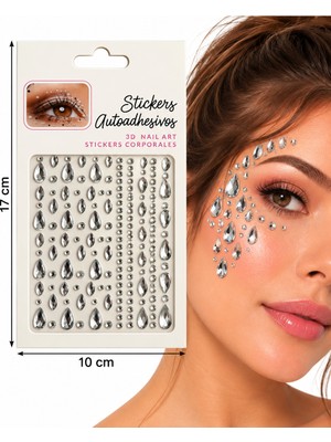 Airbrush Tattoo Damla Model Yapışkanlı Yüz Taşı Face Gems Taşlı Yüz ve Vücut Süsü