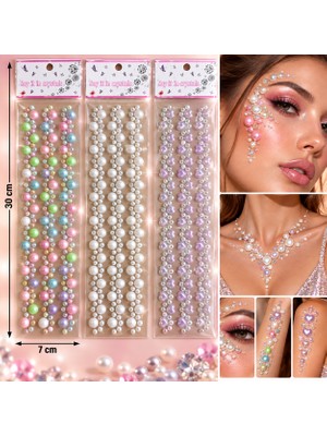 Airbrush Tattoo Şerit Renkler Yapışkanlı Yüz Taşı Face Gems Taşlı Yüz ve Vücut Süsü