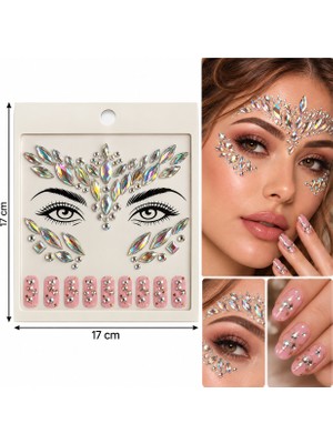 Airbrush Tattoo Silver Model Yapışkanlı Yüz Taşı Face Gems Taşlı Yüz ve Vücut Süsü