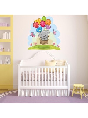 Tilkidünyası Sevimli Ayıcık ve Balonlar Konsept Çocuk Odası Duvar Sticker