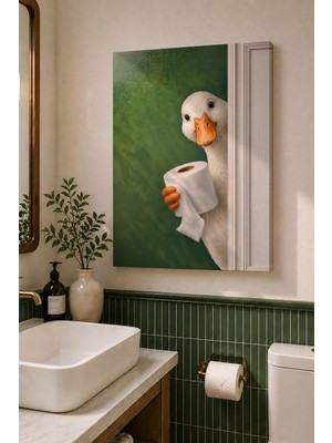 Dekopix Komik Ördek Kanvas Tablo | Banyo Dekorasyonu Duvar Tablosu | Eğlenceli Dekoratif Kanvas Tablo | Modern Banyo Tablosu