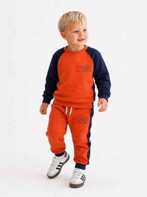 Yiğit Butik Erkek Çocuk Renk Bloklu Sweatshirt Jogger Pantolon Alt Üst Takım