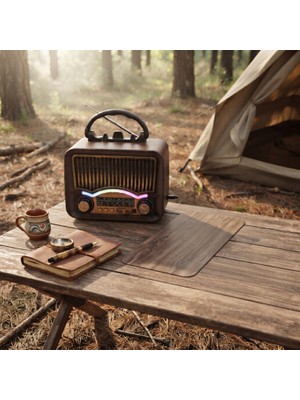 Diyar-ı Fırsat Solar Nostalji Müzik Kutusu - Şarjlı - Fm Radyo - Bluetooth Özellikli - Retro Tasarımlı