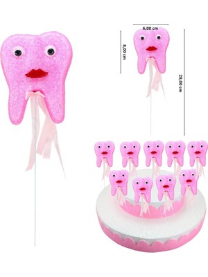 Buğdayı Kız Bebek Pembe Benim Dişim Çıktı Yuvarlak Mat Etiket 4 cm Bebek Partisi 40 Adet