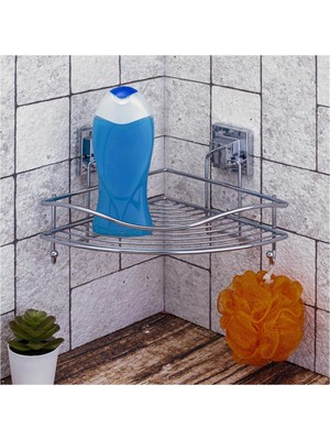 Eym Tekno Tel EF-250 Yapışkanlı Tek Katlı Köşelik Banyo Rafı Krom