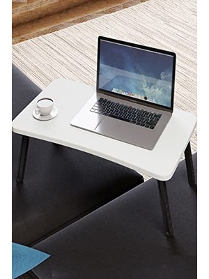 Renkli Laptop Sehpası Katlanabilir Yatak Koltuk Üstü Kahvaltı Bilgisayar Sehpası (Beyaz)