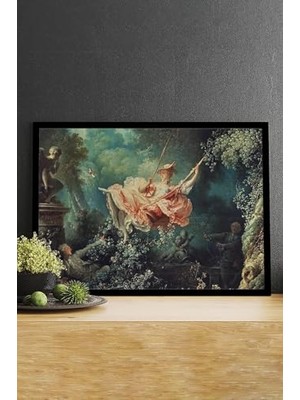 PSTER14832 The Swing - Salıncak - Jean Honore Sanatsal Çerçeveli Tablo 40 x 50