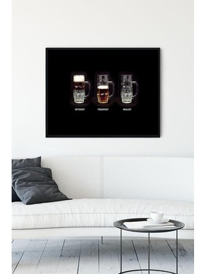 (PSTER12888) Optimist - Pesimist Eğlenceli Mizahi Çerçeveli Tablo (30 x 40CM)