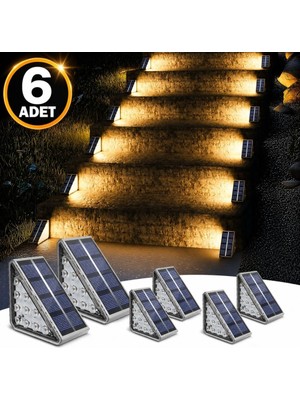 6'li Solar Basamak Işığı 10 LED Güneş Enerjili Merdiven Bahçe Aydınlatması