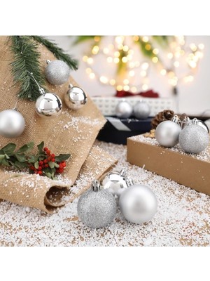 Yenigeldi 12'li Gümüş 5 cm Yılbaşı Topu, Noel Topu, Çam Ağacı Topu,süs Topu