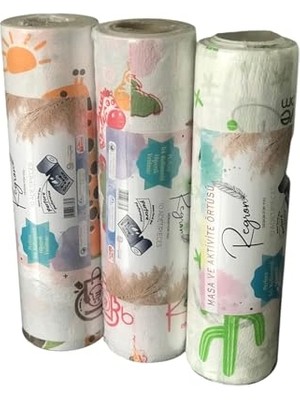 Tek Kullanımlık Pratik Masa Aktivite Kullan At Piknik Kamp Örtüsü 3'lü Rulo Parti Örtüsü, Zürafa-Koala-Kaktüs