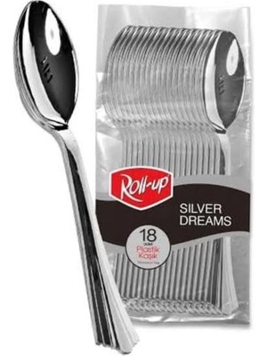 Metal Görünümlü Plastik Kaşık 18'li
