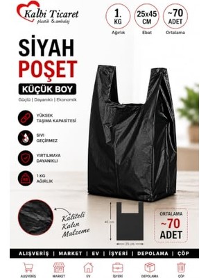 Kalın Siyah Küçük Boy 1 kg Hışır Atlet Poşet