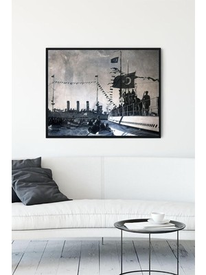 Eski Istanbul Boğaz Nostaljik Çerçeveli Tablo 21X30CM