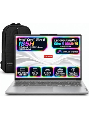 Lenovo Ideapad Slım 5 16IMH10 Intel Core™ Ultra 9 185H 32GB 512GB SSD Windows 11 Pro 16" 83V70057TRS1 Taşınabilir Bilgisayar + Snertech Çanta
