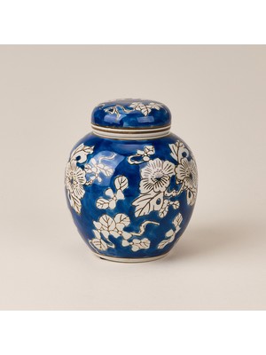 Evidea Deco Sorrento Seramik Vazo - Lacivert / Beyaz - 15,5 cm