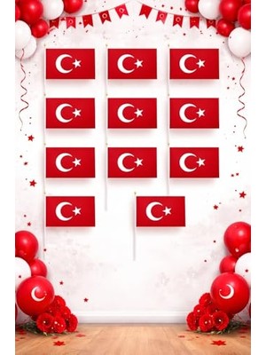 23 Nisan 10 Adet Çıtalı Bayrak Orta Boy