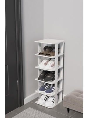 Store 5 Katlı Plastik Beyaz Ayakkabı Rafı MIT1062