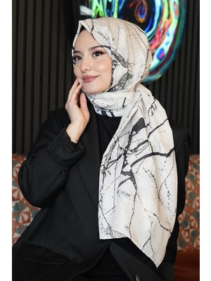 Store Mermer Desen Bej Soft Pamuk Şal Çok Renkli 48