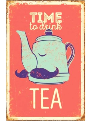 Store Time To Drink Tea Retro Vintage DRTR0126 Ahşap Mdf Tablo