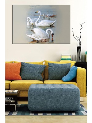 Store Kuğular Vintage Kanvas Tablo. Temalar: Kuşlar Kelebekler, Doğa, Manzara, Göl, Deniz, Sonbahar, Yelkenli Gemi, Atatürk, Osmanlı, Çiçekler Dekoratif Duvar Panosu (50X35)