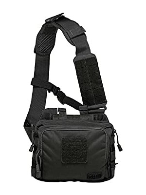 Taktik Sling Cephane Çantası; 2-Banger Tabanca Çantası Crossbody Omuz Paketi, Stil 56180ABR, Siyah, Askılı Sırt Çantaları