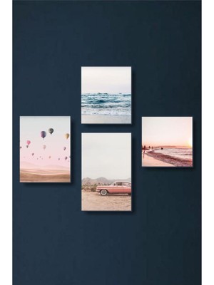 Store 4 Parça Dekoratif Mdf Tablo Seti Çerçeve Görünümlü DEKOLIADKO104