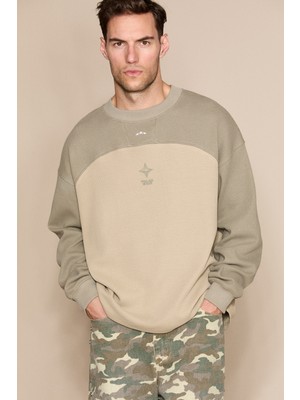 Grimelange Damıano Erkek Organik Pamuklu Garnili Haki Sweatshirt