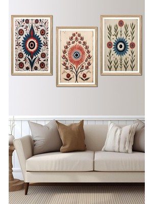 Store 3 Parça Ahşap Çerçeve Görünümlü Mukavva Poster Tablo Seti Set 03, 15 x 20