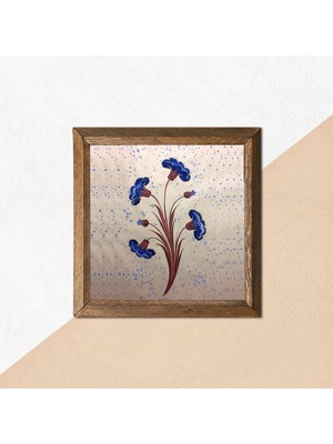 Store Pinecone Ebru Sanatı Taş Duvar Tablosu Ahşap Çerçeveli Duvar Dekoru Wall Art 25X25CM W1-242