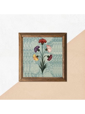 Store Pinecone Ebru Sanatı Taş Duvar Tablosu Ahşap Çerçeveli Duvar Dekoru Wall Art 25X25CM W1-243