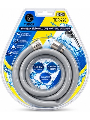 Store Yumuşak Silikon Duş Hortumu 1.5mt Vakumlu Ambalaj Gri-Beyaz-Siyah