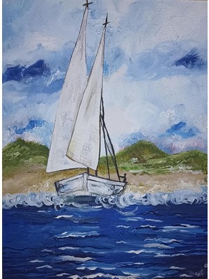 Store Yelkenli Dokulu 30X40 Akrilik Tablo