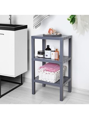 Store 3 Katlı Köşe Rafı | Banyo, Mutfak ve Kiler Için Yer Tasarruflu Organizer | Çok Amaçlı Plastik Raf | 3 Farklı Renk Seçeneği (38X29X74CM) (Gri)
