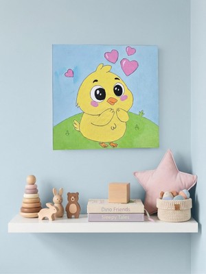 Store %100 El Yapımı Kanvas Tablo 20X20 cm - Bebek ve Çocuk Odası Için Sevimli Dekor