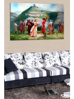 Store Talya Tablo Oryantalist Kanvas Tablolar Türk Osmanlı Kafkas 50X35 NO-2933