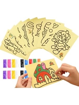 5 Adet; Büyük Boy, Kum Boyama Seti, A4 Boy, Kum Boyama Çalışması, Etkinlik Seti