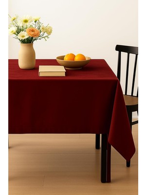 Store Kadife Dokulu Masa Örtüsü | Şık, Yumuşak, Leke Tutmaz Masa Örtüsü,bordo 150 x 220