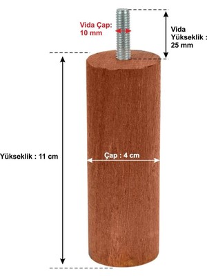Store Ahşap Mobilya Baza Koltuk Kanepe Ayağı Vida Çapı 10 mm Kahverengi