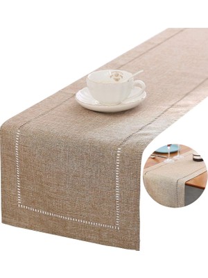 Store x Bahar Masa Runner, 13 72 Inç Kahverengi Masa Runner, Dekoratif Keten Masa Runner Çiftlik Tarzı Masa Üstü, Çiftlik Mutfak Dekor, Mutfak Için Keten Masa Runner, Ev, Yemek, Açık